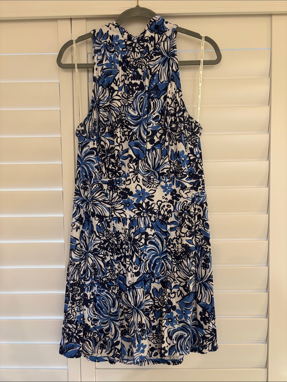 Lilly Pulitzer Blue and White Floral Halter Skirted Romper